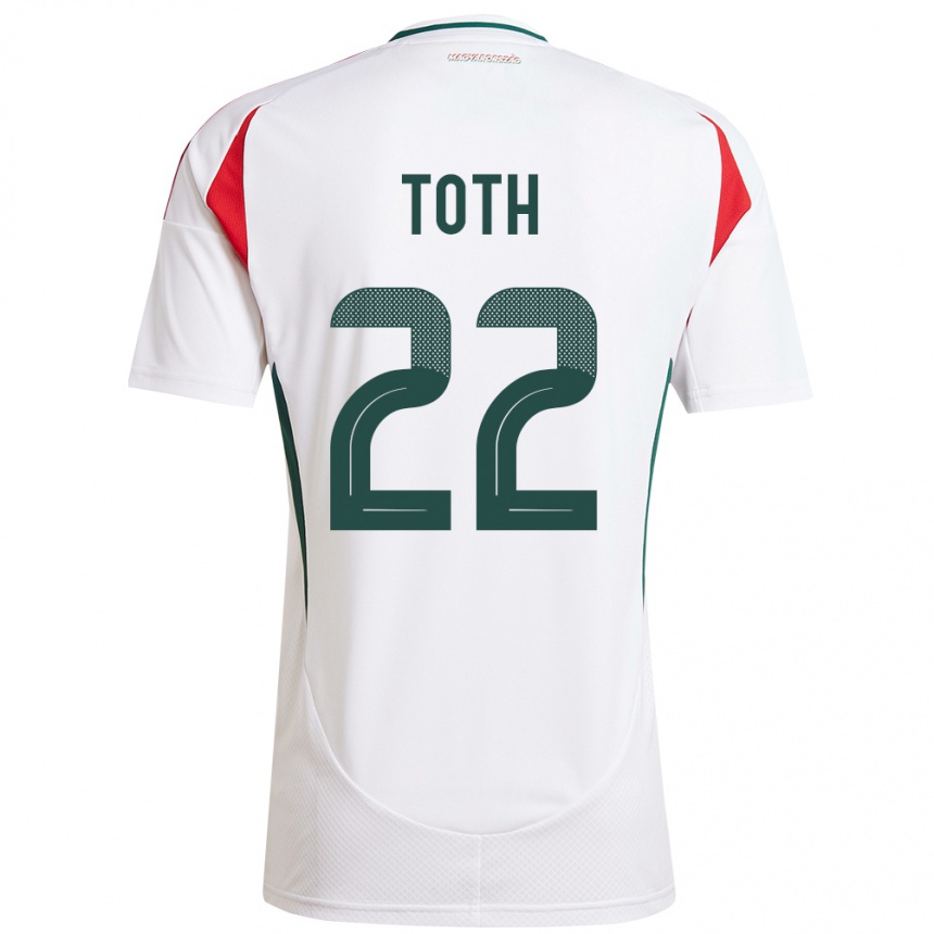 メンズフットボールハンガリーBalázs Tóth#22白アウェイシャツ24-26ジャージーユニフォーム