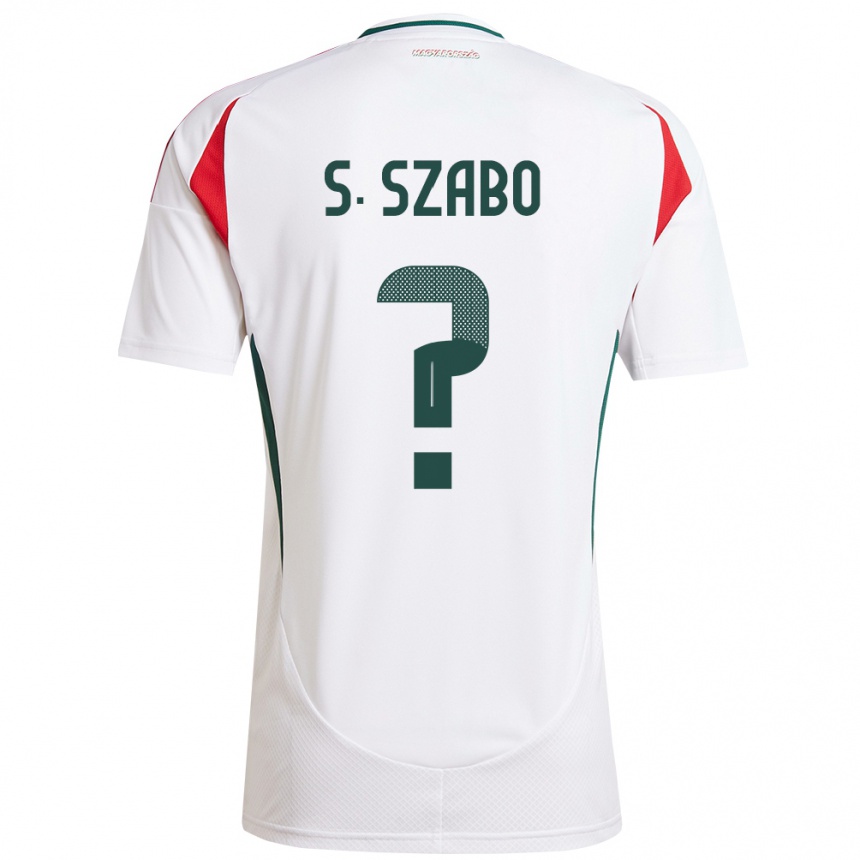 メンズフットボールハンガリーSzilárd Szabó#0白アウェイシャツ24-26ジャージーユニフォーム