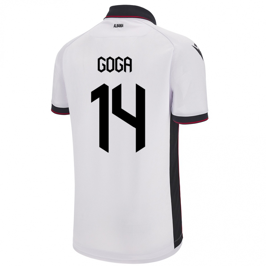 メンズフットボールアルバニアErgi Goga#14白アウェイシャツ24-26ジャージーユニフォーム