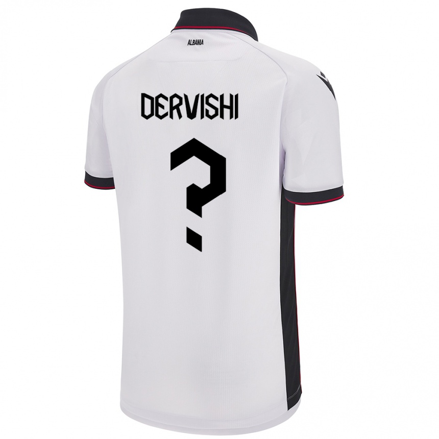 メンズフットボールアルバニアAmarildo Dervishi#0白アウェイシャツ24-26ジャージーユニフォーム