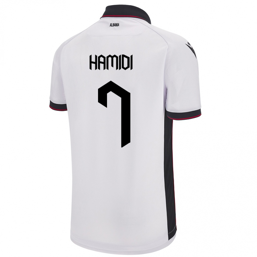 メンズフットボールアルバニアMimoza Hamidi#7白アウェイシャツ24-26ジャージーユニフォーム