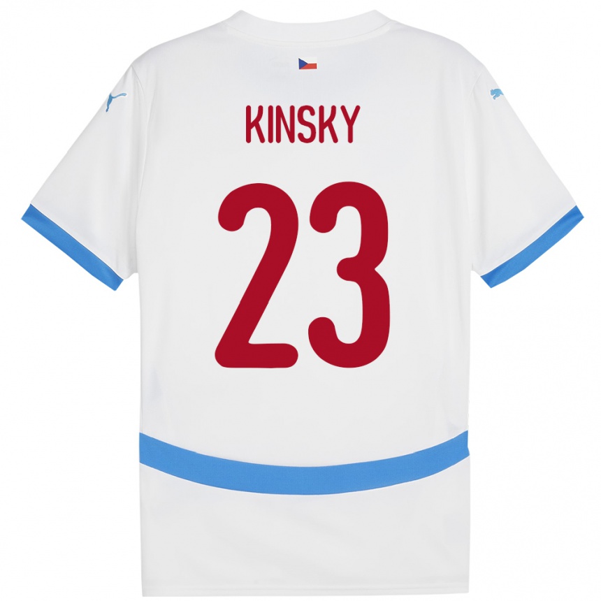 メンズフットボールチェコAntonin Kinsky#23白アウェイシャツ24-26ジャージーユニフォーム