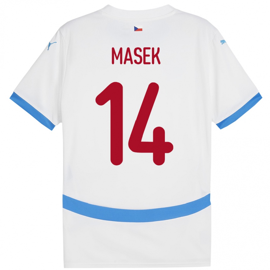 メンズフットボールチェコルカシュ・マシェク#14白アウェイシャツ24-26ジャージーユニフォーム