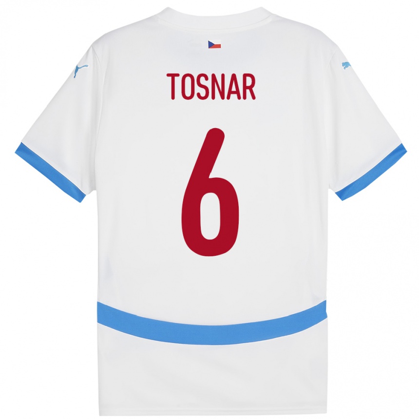 メンズフットボールチェコJakub Tosnar#6白アウェイシャツ24-26ジャージーユニフォーム