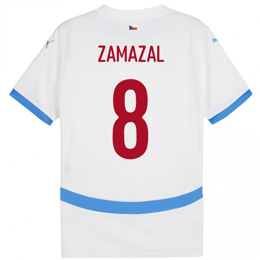 メンズフットボールチェコDenis Zamazal#8白アウェイシャツ24-26ジャージーユニフォーム