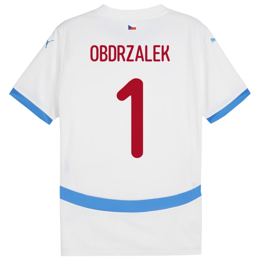 メンズフットボールチェコMarek Obdrzalek#1白アウェイシャツ24-26ジャージーユニフォーム
