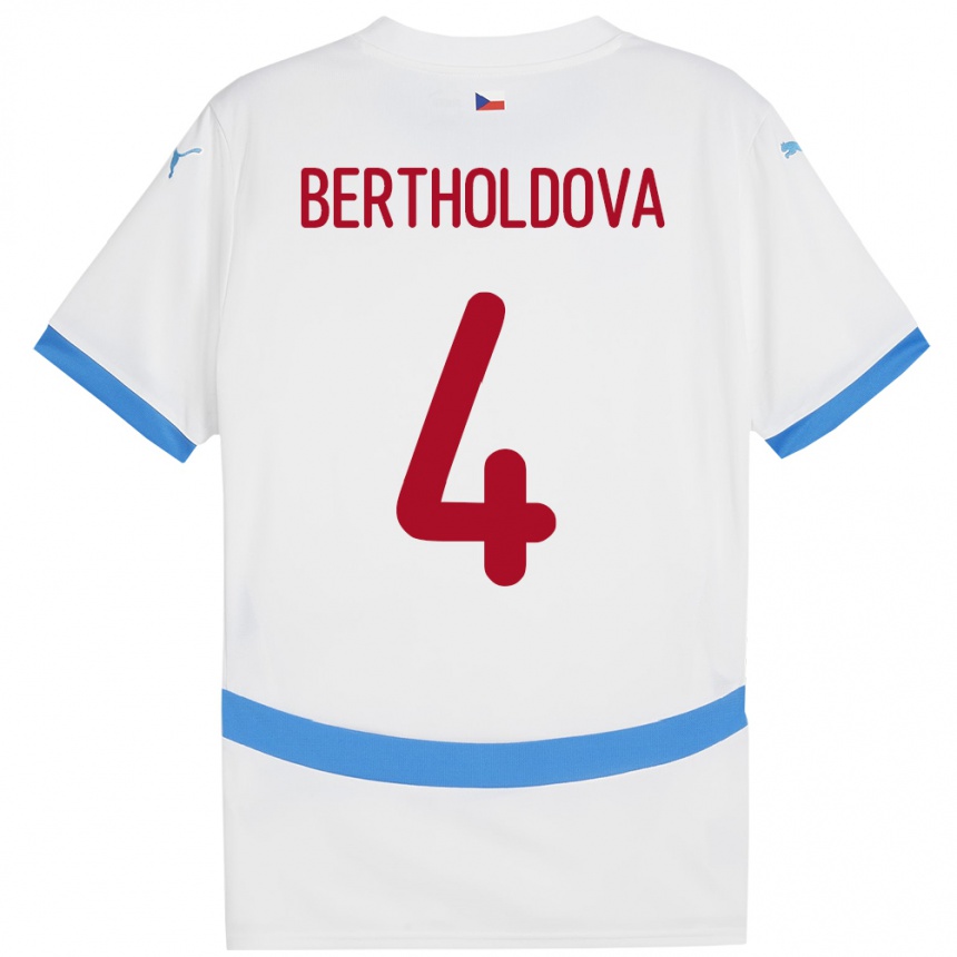 メンズフットボールチェコPetra Bertholdová#4白アウェイシャツ24-26ジャージーユニフォーム