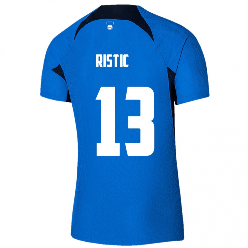 メンズフットボールスロベニアAleks Ristic#13青アウェイシャツ24-26ジャージーユニフォーム