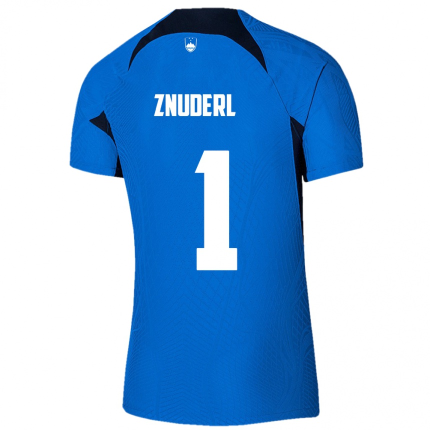 メンズフットボールスロベニアTai Znuderl#1青アウェイシャツ24-26ジャージーユニフォーム