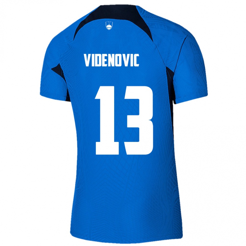 メンズフットボールスロベニアDenis Videnovic#13青アウェイシャツ24-26ジャージーユニフォーム