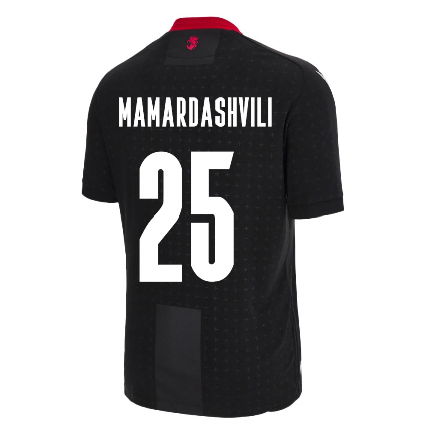 メンズフットボールジョージアギオルギ・ママルダシュヴィリ#25黒アウェイシャツ24-26ジャージーユニフォーム