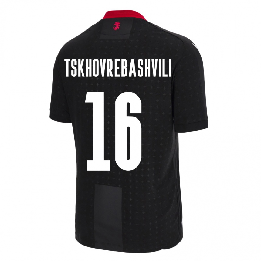 メンズフットボールジョージアNikoloz Tskhovrebashvili#16黒アウェイシャツ24-26ジャージーユニフォーム