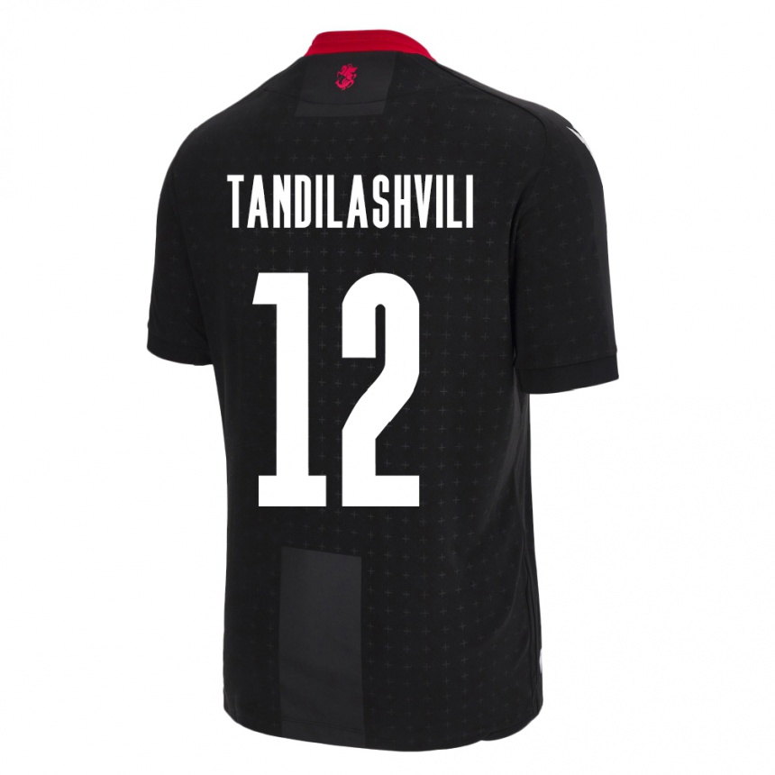 メンズフットボールジョージアLevan Tandilashvili#12黒アウェイシャツ24-26ジャージーユニフォーム