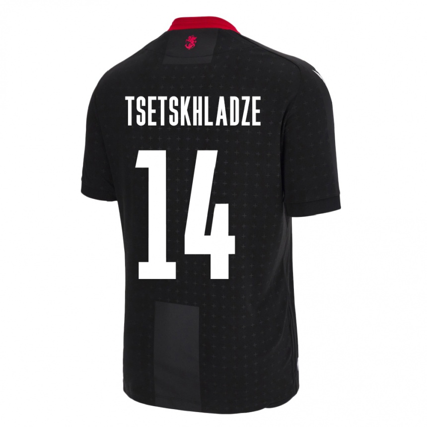 メンズフットボールジョージアNikoloz Tsetskhladze#14黒アウェイシャツ24-26ジャージーユニフォーム