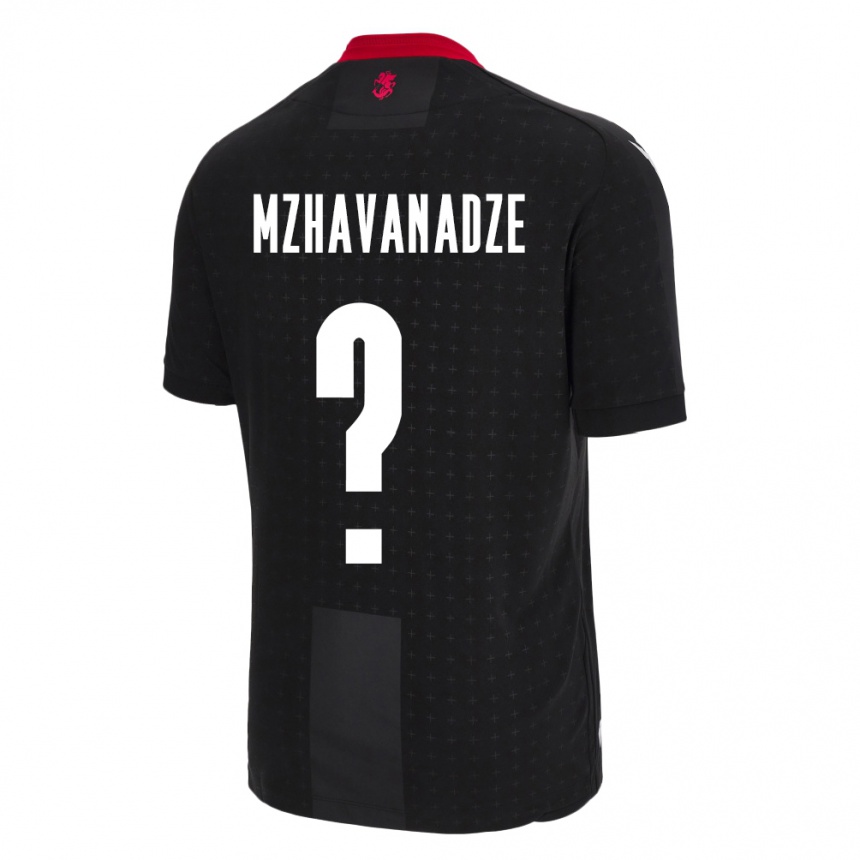 メンズフットボールジョージアGiorgi Mzhavanadze#0黒アウェイシャツ24-26ジャージーユニフォーム