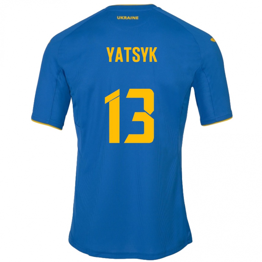メンズフットボールウクライナオレクサンドル・ヤツィク#13青アウェイシャツ24-26ジャージーユニフォーム