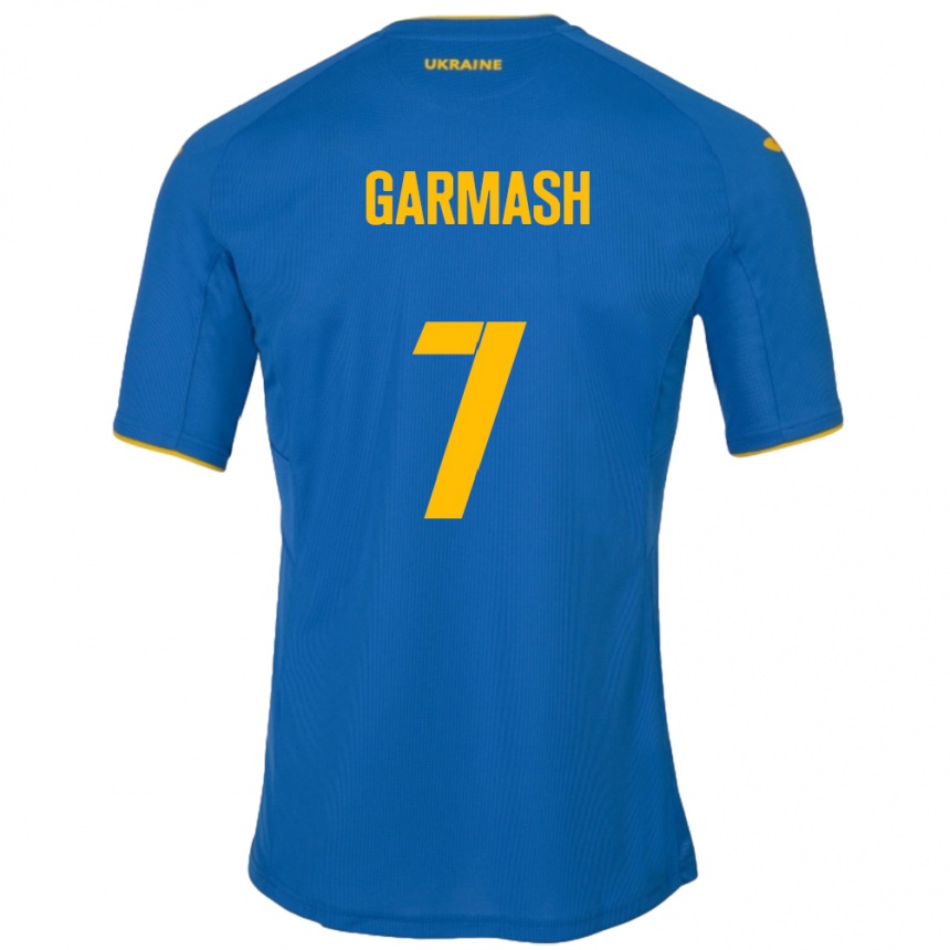 メンズフットボールウクライナYevgen Garmash#7青アウェイシャツ24-26ジャージーユニフォーム