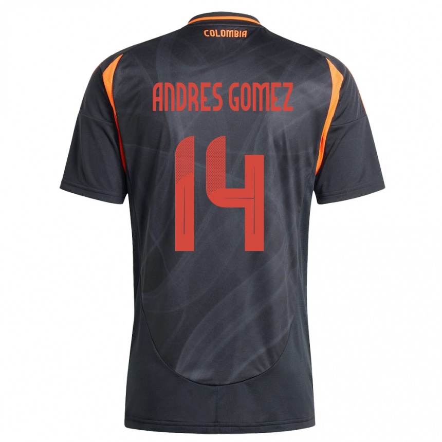 メンズフットボールコロンビアCarlos Andrés Gómez#14黒アウェイシャツ24-26ジャージーユニフォーム