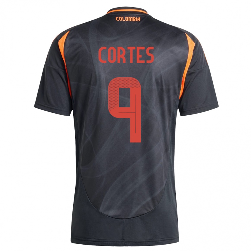 メンズフットボールコロンビアCarlos Cortés#9黒アウェイシャツ24-26ジャージーユニフォーム