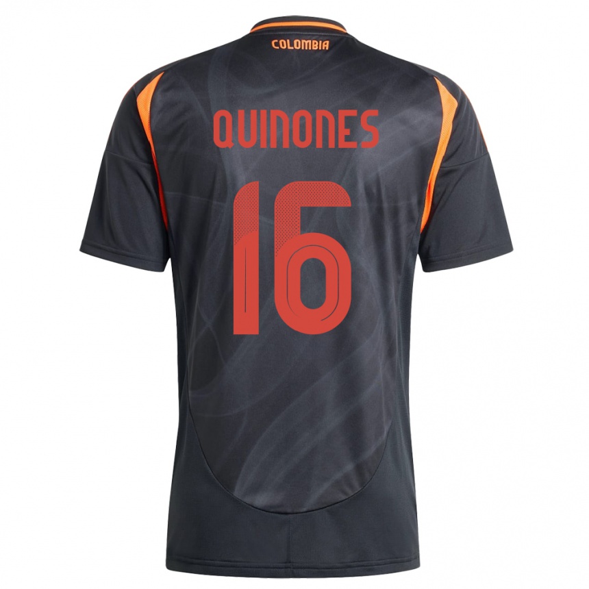 メンズフットボールコロンビアNelson Quiñónes#16黒アウェイシャツ24-26ジャージーユニフォーム