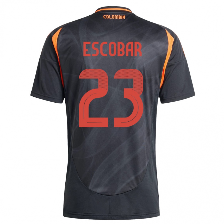 メンズフットボールコロンビアJosen Escobar#23黒アウェイシャツ24-26ジャージーユニフォーム