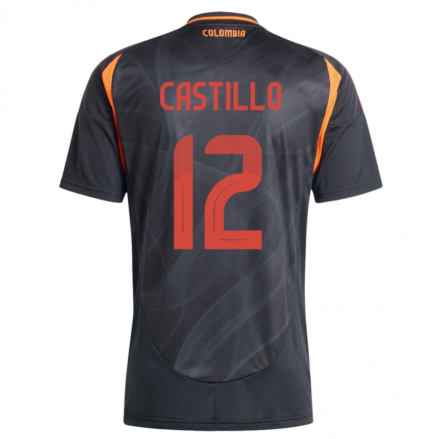 メンズフットボールコロンビアJuan Castillo#12黒アウェイシャツ24-26ジャージーユニフォーム