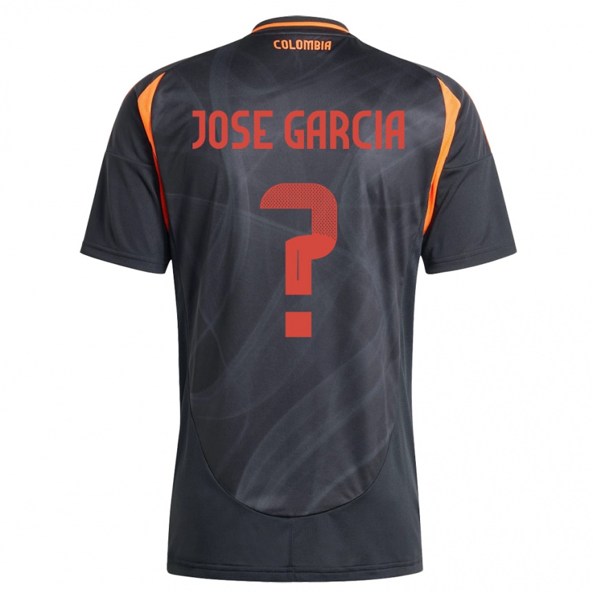 メンズフットボールコロンビアJosé García#0黒アウェイシャツ24-26ジャージーユニフォーム