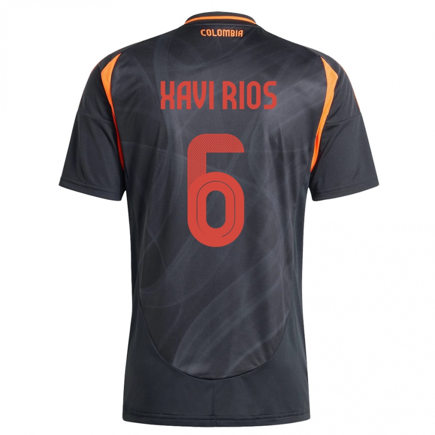 メンズフットボールコロンビアXavi Ríos#6黒アウェイシャツ24-26ジャージーユニフォーム