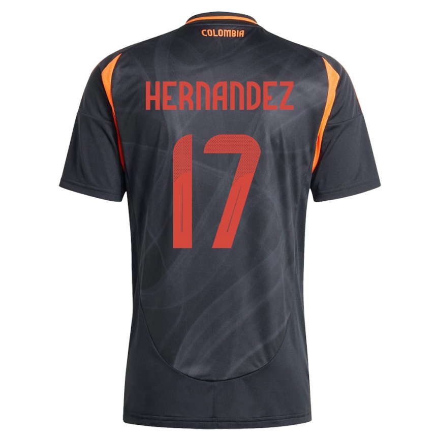 メンズフットボールコロンビアJhoan Hernández#17黒アウェイシャツ24-26ジャージーユニフォーム