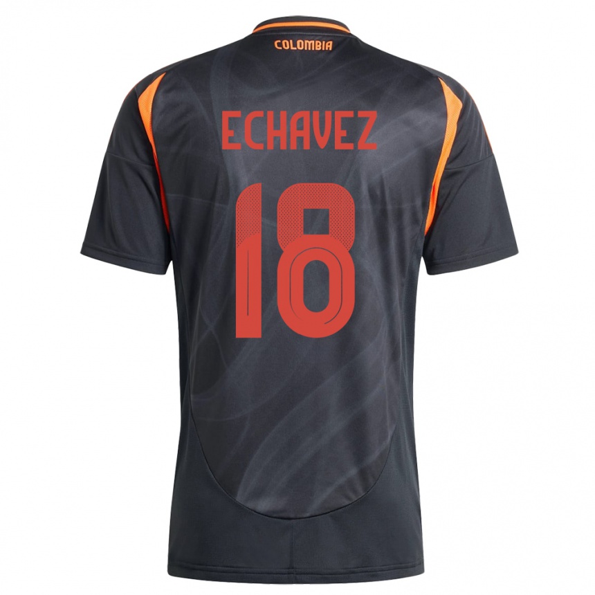 メンズフットボールコロンビアJhon Echavez#18黒アウェイシャツ24-26ジャージーユニフォーム