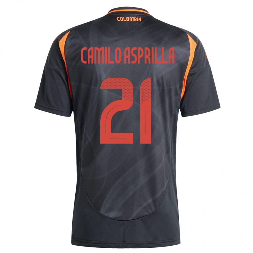 メンズフットボールコロンビアJuan Camilo Asprilla#21黒アウェイシャツ24-26ジャージーユニフォーム