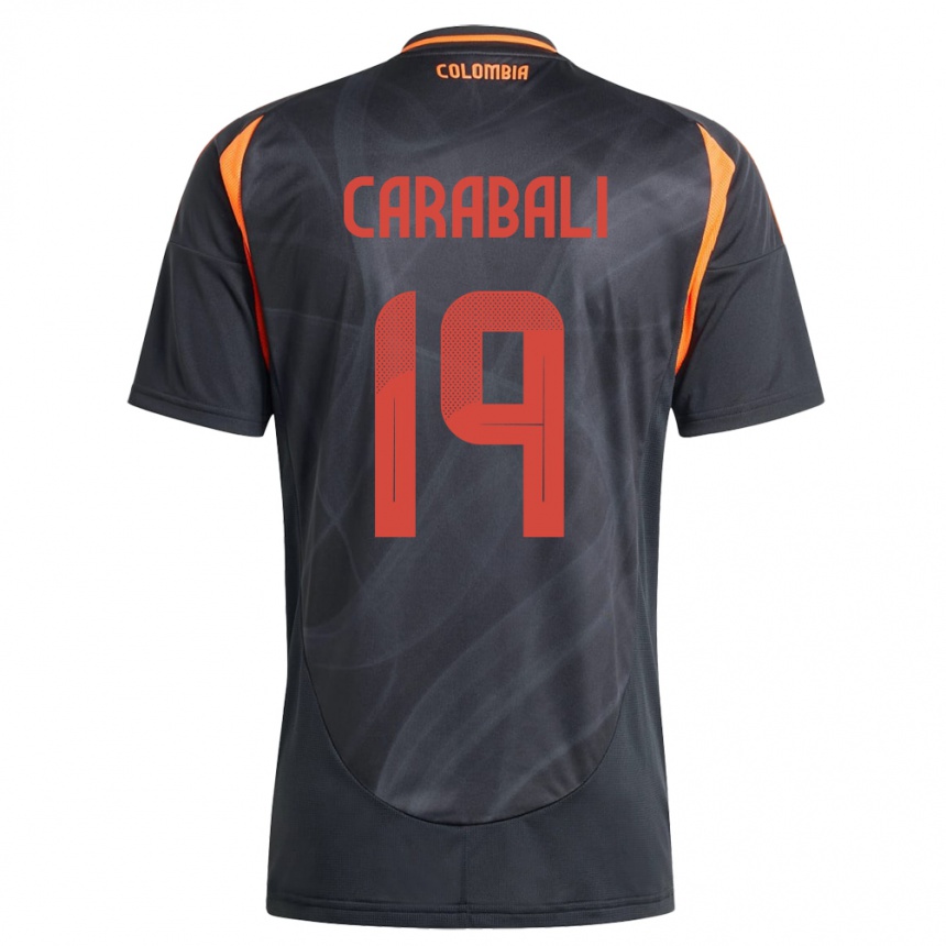 メンズフットボールコロンビアジョレリン・カラバリ#19黒アウェイシャツ24-26ジャージーユニフォーム