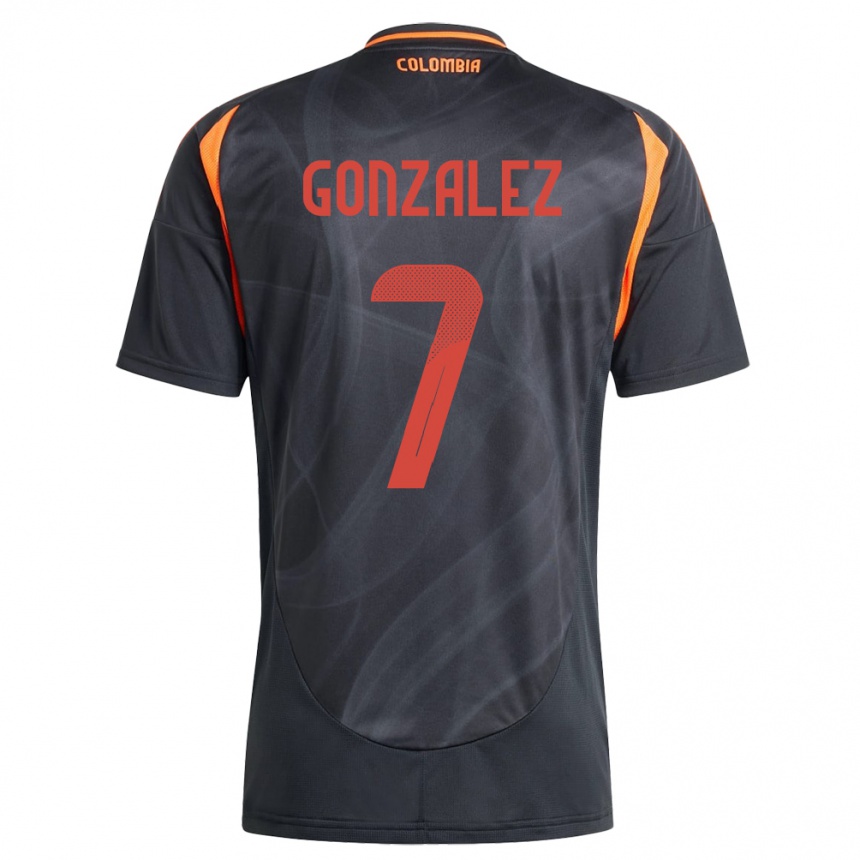 メンズフットボールコロンビアCelis González#7黒アウェイシャツ24-26ジャージーユニフォーム