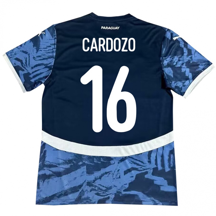 メンズフットボールパラグアイJuan Cardozo#16青アウェイシャツ24-26ジャージーユニフォーム