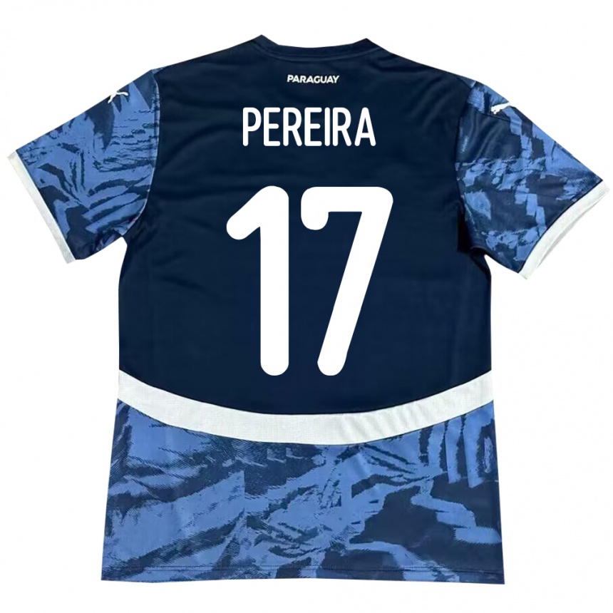 メンズフットボールパラグアイKevin Pereira#17青アウェイシャツ24-26ジャージーユニフォーム