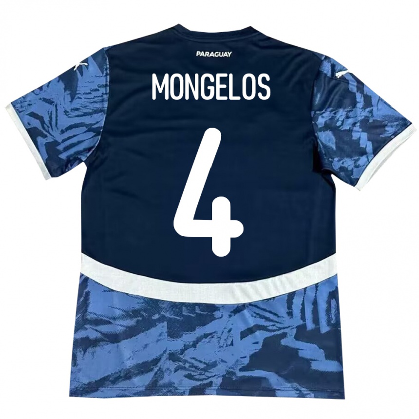 メンズフットボールパラグアイRolando Mongelós#4青アウェイシャツ24-26ジャージーユニフォーム