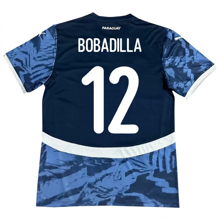 メンズフットボールパラグアイアリシア・ボバディジャ#12青アウェイシャツ24-26ジャージーユニフォーム