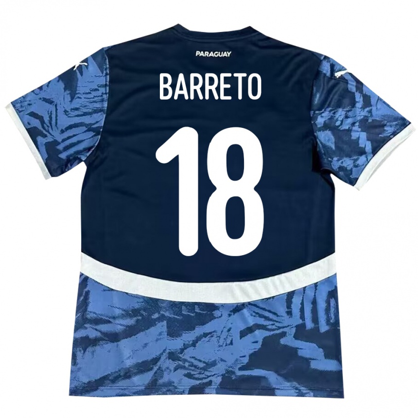 メンズフットボールパラグアイLiz Barreto#18青アウェイシャツ24-26ジャージーユニフォーム