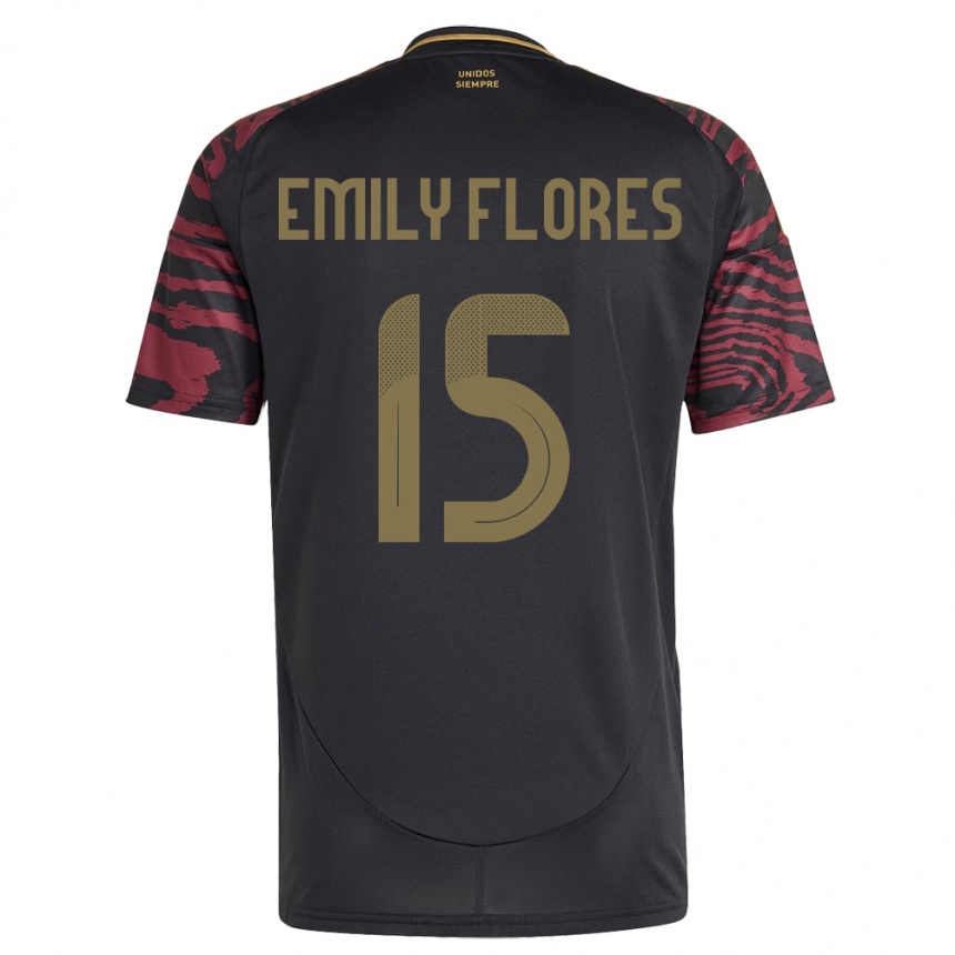 メンズフットボールペルーEmily Flores#15黒アウェイシャツ24-26ジャージーユニフォーム
