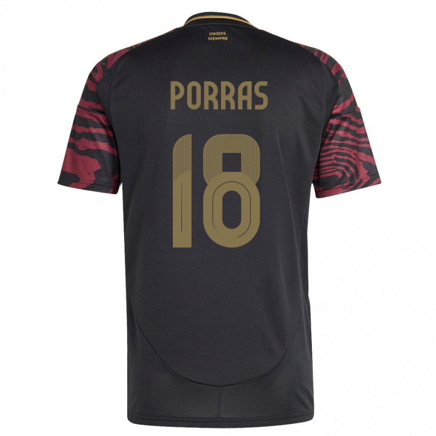 メンズフットボールペルーSashenka Porras#18黒アウェイシャツ24-26ジャージーユニフォーム