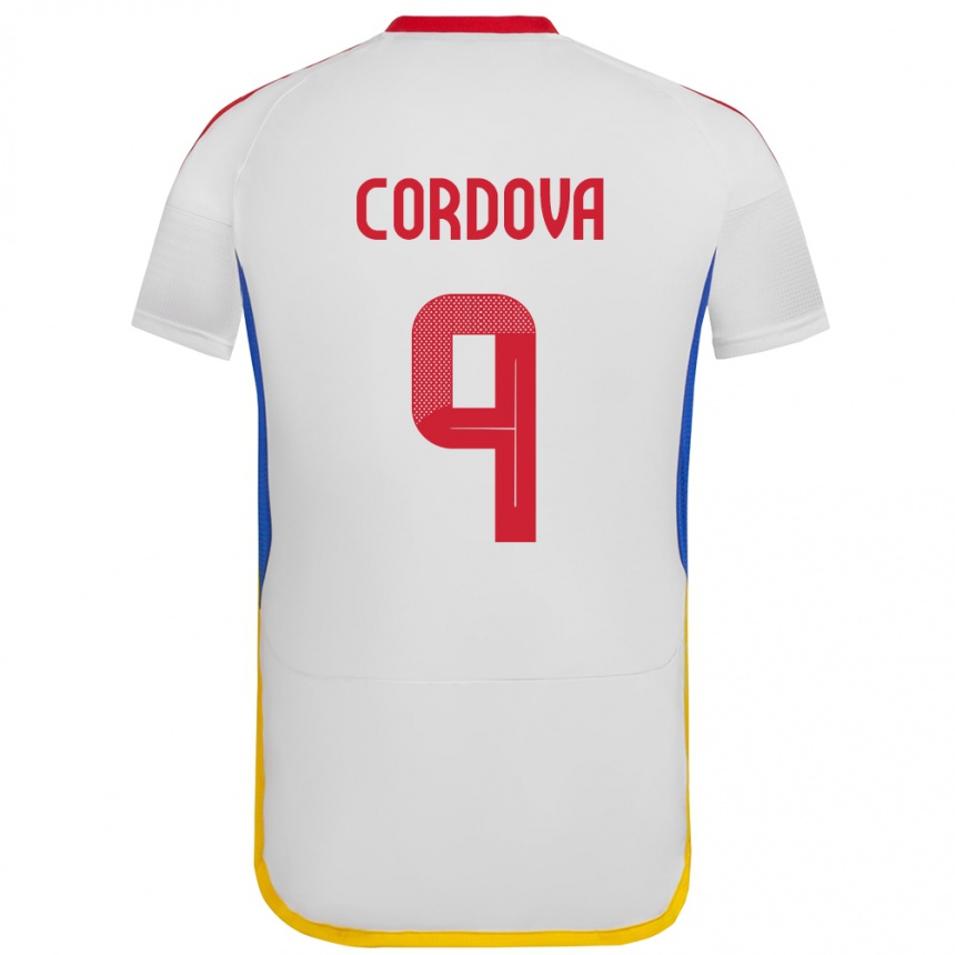 メンズフットボールベネズエラセルヒオ・コルドバ#9白アウェイシャツ24-26ジャージーユニフォーム