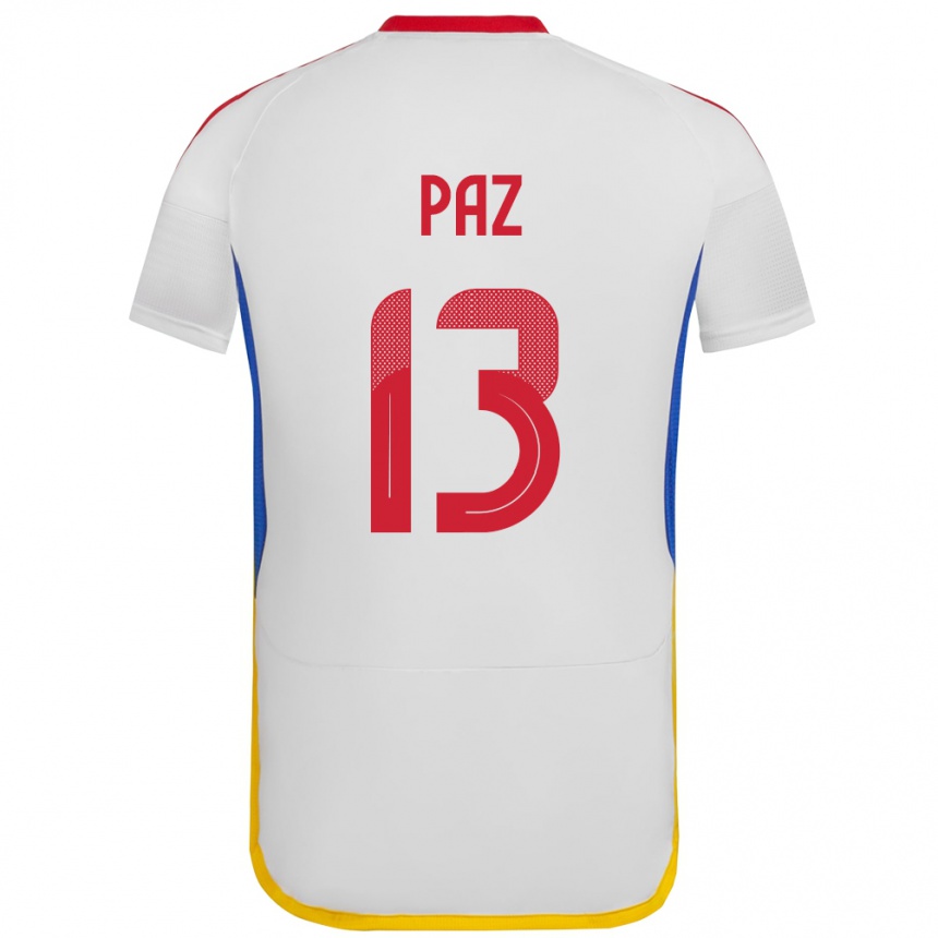 メンズフットボールベネズエラヘスス・アンヘル・パズ・バスケス#13白アウェイシャツ24-26ジャージーユニフォーム