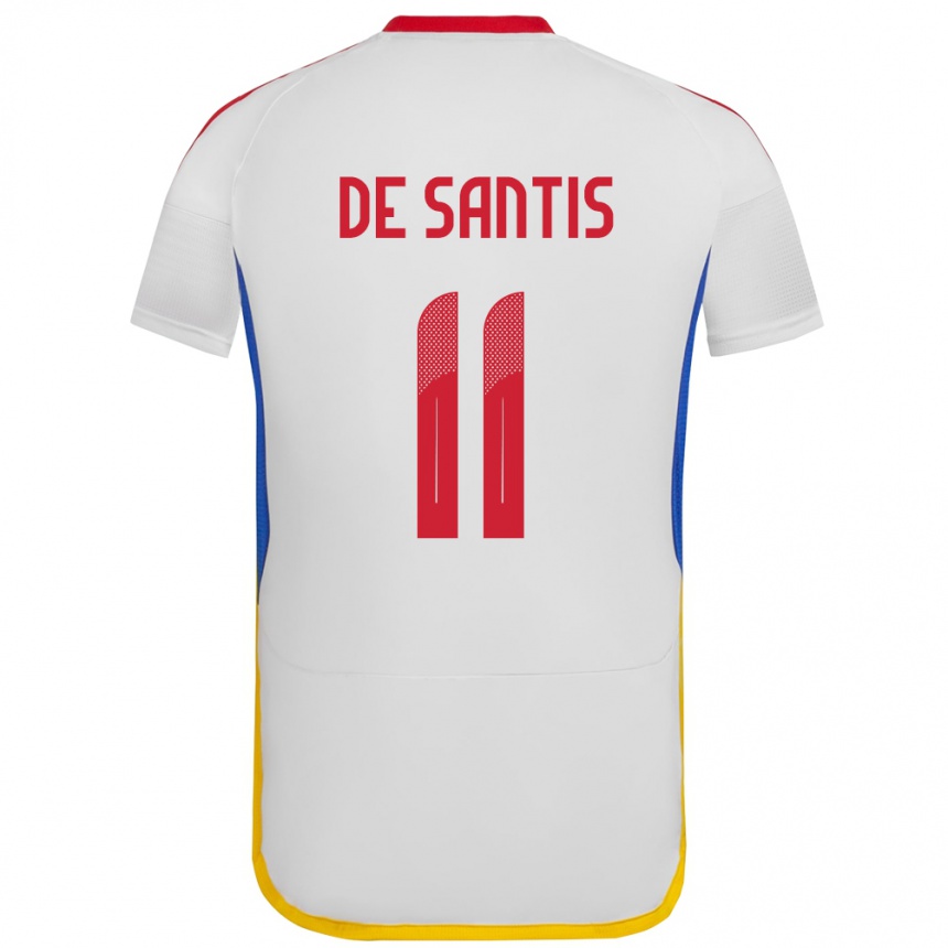 メンズフットボールベネズエラジェリエル・デ・サンティス#11白アウェイシャツ24-26ジャージーユニフォーム