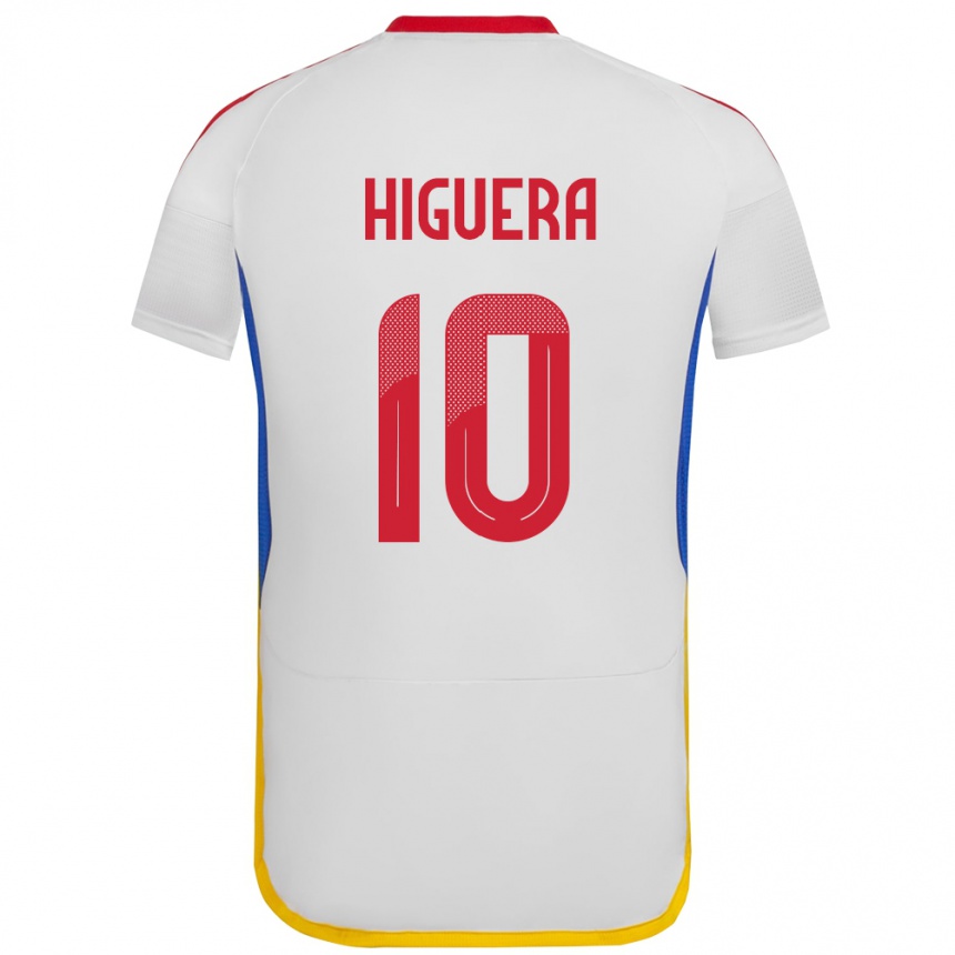 メンズフットボールベネズエラEnyerliannys Higuera#10白アウェイシャツ24-26ジャージーユニフォーム