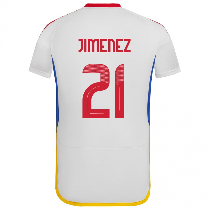 メンズフットボールベネズエラMarianyela Jiménez#21白アウェイシャツ24-26ジャージーユニフォーム