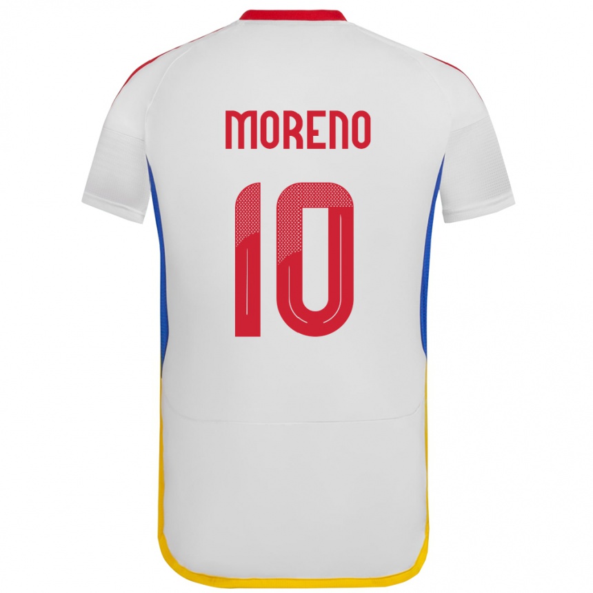 メンズフットボールベネズエラYerliane Moreno#10白アウェイシャツ24-26ジャージーユニフォーム