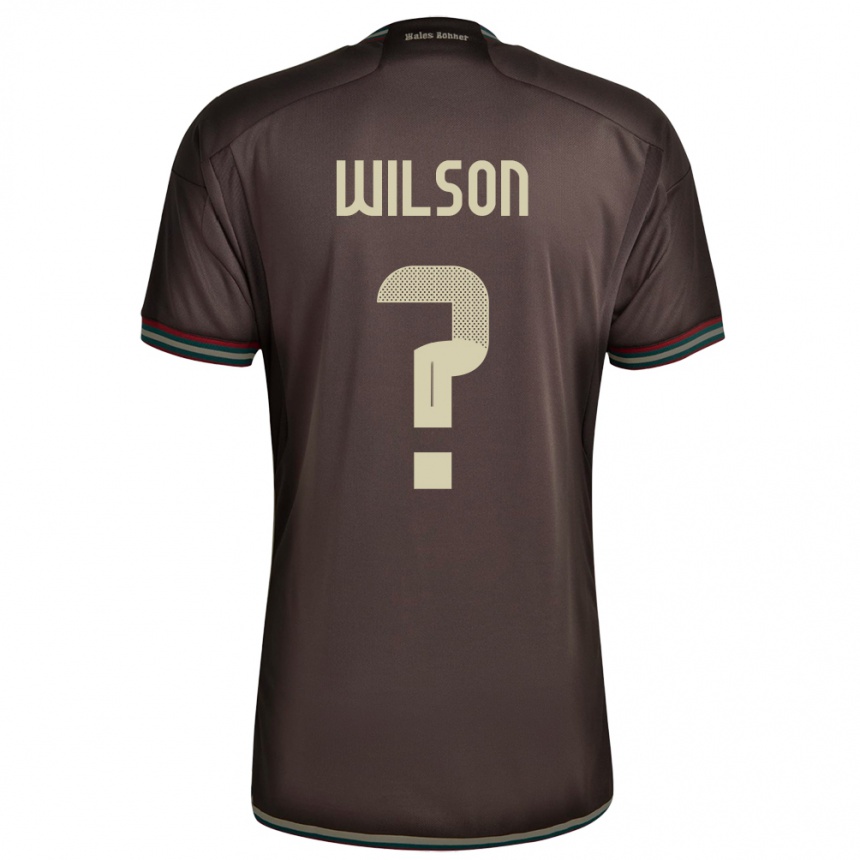 メンズフットボールジャマイカDannique Wilson#0ナイトブラウンアウェイシャツ24-26ジャージーユニフォーム