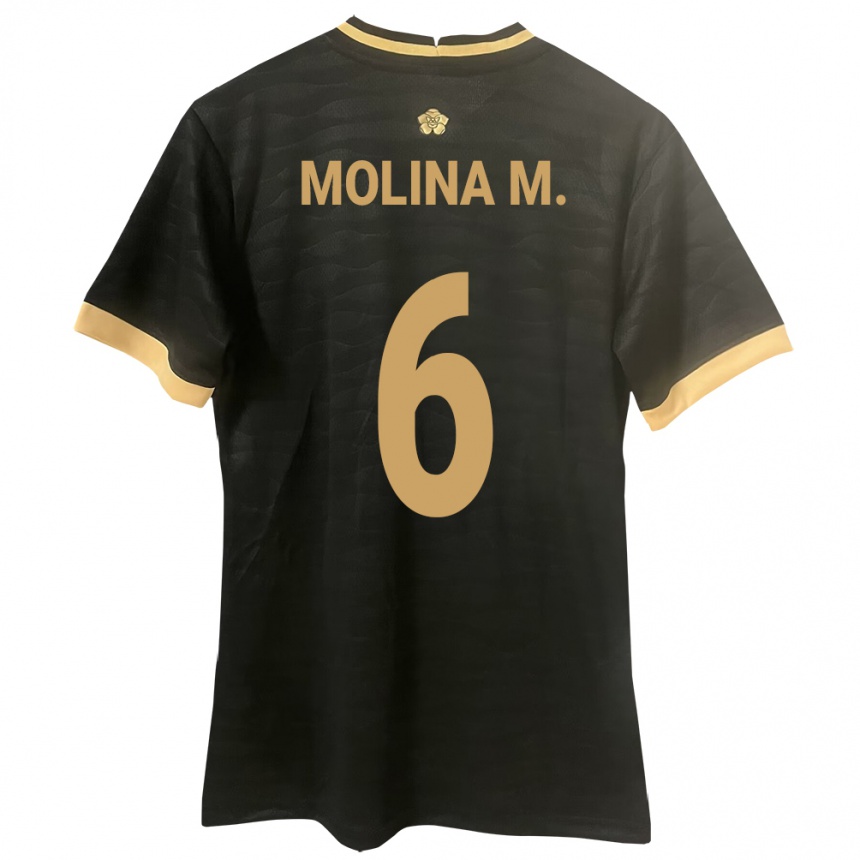 メンズフットボールパナマMariana Molina#6黒アウェイシャツ24-26ジャージーユニフォーム