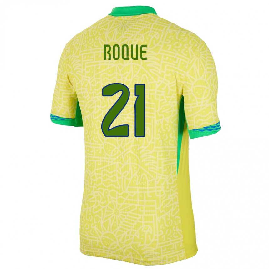 レディースフットボールブラジルヴィトール・ウーゴ・ロッキ・フェレイラ#21黄ホームシャツ24-26ジャージーユニフォーム