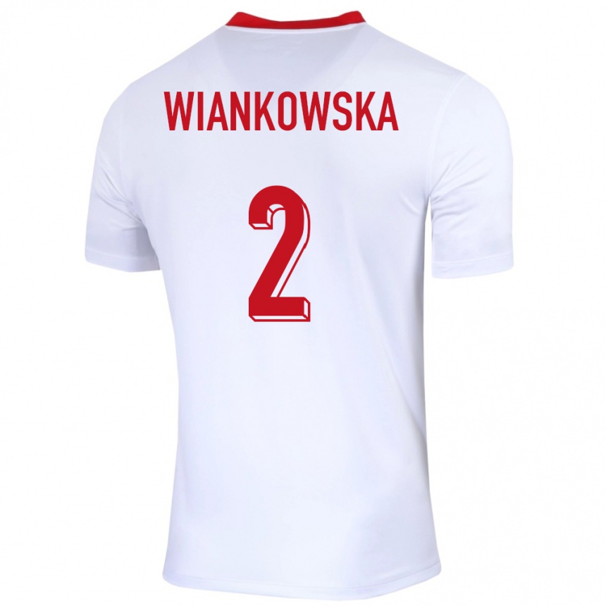 レディースフットボールポーランドマルティナ・ヴィアンコウスカ#2白ホームシャツ24-26ジャージーユニフォーム